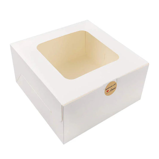 White Cake Box with Window - 10x10x5 inch (100 Pack)