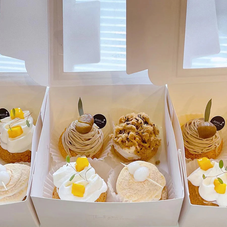 White Cake Box with Window - 10x10x5 inch (100 Pack)