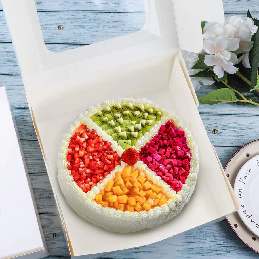 White Cake Box with Window - 10x10x5 inch (100 Pack)